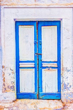 Geleneksel eski boyalı kapı bir tarihi bölge veya Medine, Tunisia.