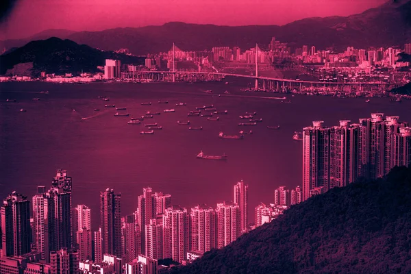 Vista del horizonte de Hong Kong desde Victoria Peak — Foto de Stock