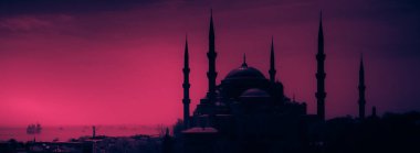 Glorius günbatımı, Istanbul, Sultanahmet Parkı içinde Sultanahmet Camii.