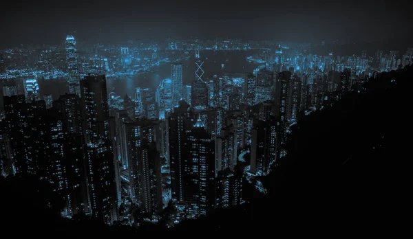 Hong kong, Skyline der chinesischen Stadt von oben gesehen — Stockfoto