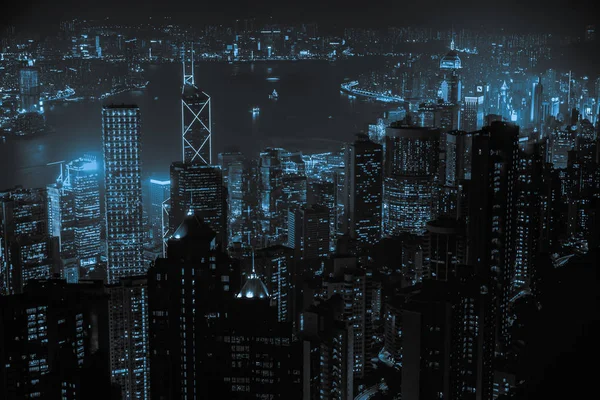 Vue célèbre de Hong Kong - Hong Kong gratte-ciel skyline vue paysage urbain de Victoria Peak. Hong Kong, Chine — Photo