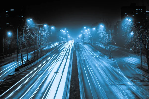 Modern city traffic at night, China, Beijing — Stock Photo, Image