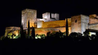 Foto nocturna de la Alhambra de Granada, İspanya