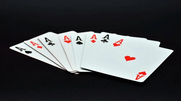 Cartas Com Jogos Poker Vencedores — Fotografia de Stock