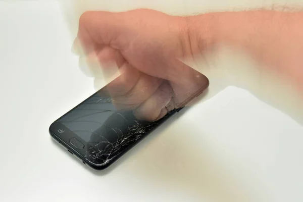 Mobile Phone Broken Punch — Stock Photo, Image