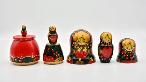 Muñecas Rusas Matrioskas Puestas Diferentes Formas — Foto de Stock