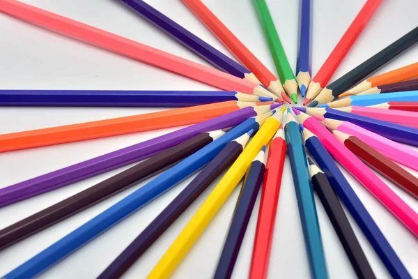 Lápis Coloridos Formando Uma Espécie Estrela — Fotografia de Stock