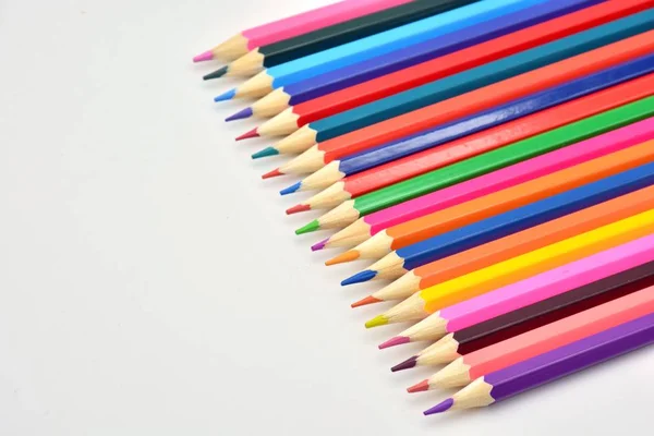 Pencils Different Colors White Background — Stock Photo, Image