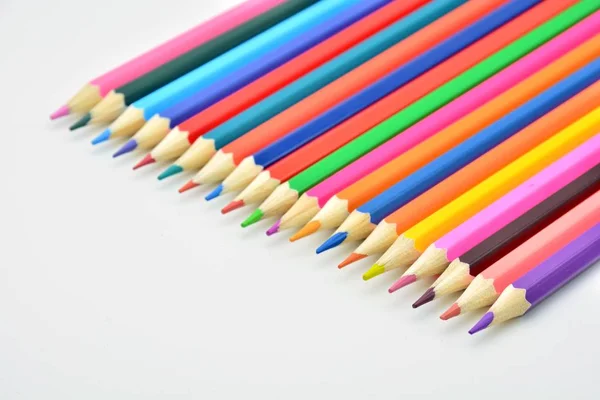 Pencils Different Colors White Background — Stock Photo, Image