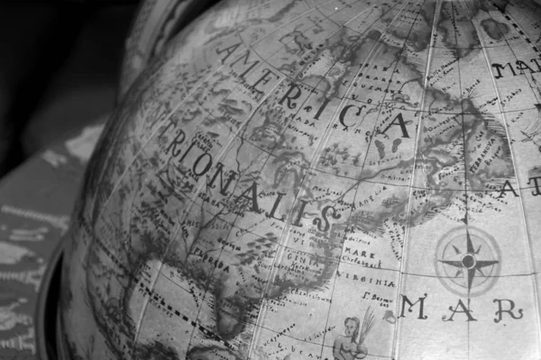 World cartography ball in black and white