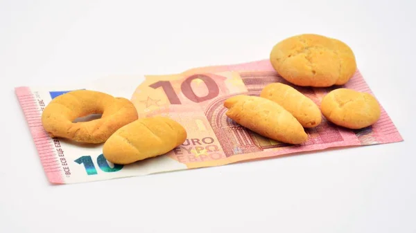 Bread Euro Bill — Stock Photo, Image