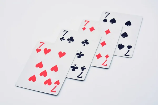 Jugada Cartas Ganadora Póquer Sevens —  Fotos de Stock