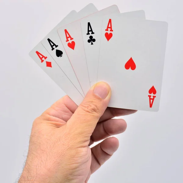 Impossible Poker Hand Aces Repoker Five Aces — Stock Photo, Image