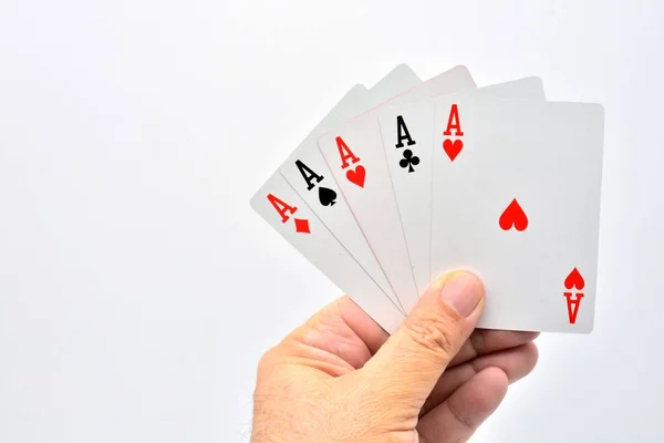 Impossible Poker Hand Aces Repoker Five Aces — Stock Photo, Image