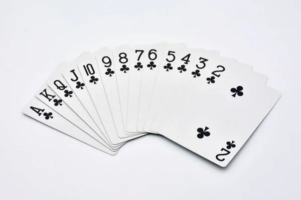 All Cards Clubs French Deck — Stock Photo, Image