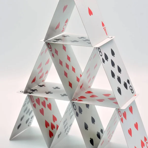 House of cards made with poker cards, French deck
