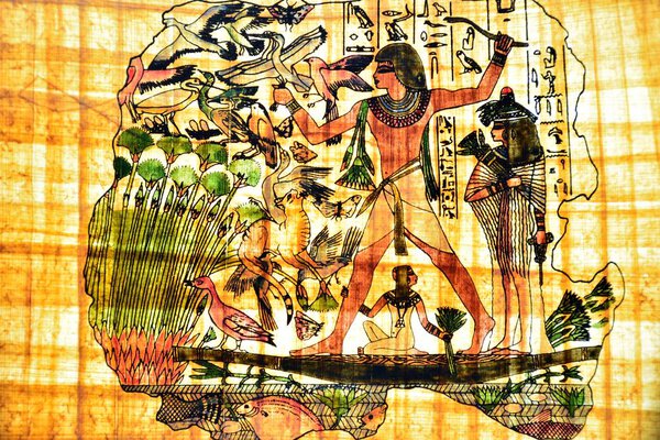 Египетский рисунок на папирусе
