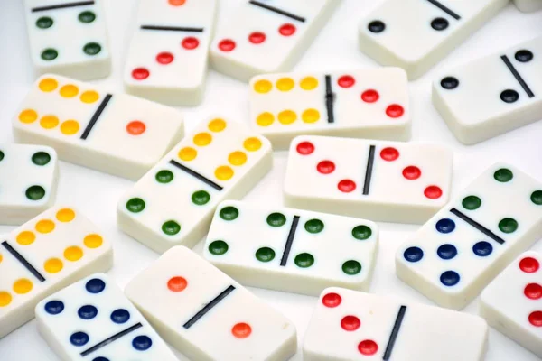 Barevné Domino Bílém Pozadí — Stock fotografie