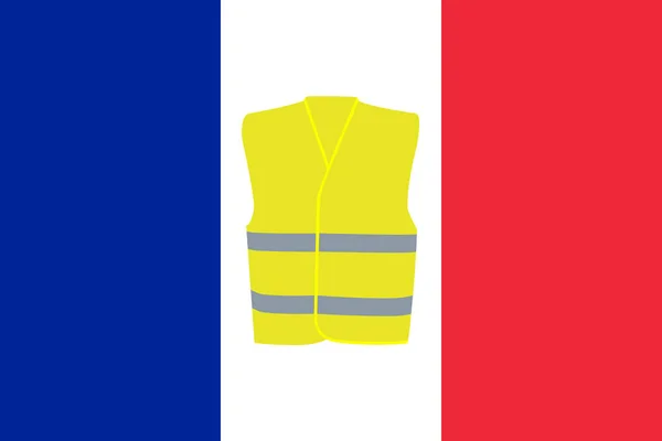 Bandera Francia Con Chaleco Amarillo Protesta Oficial Movimiento Símbolo Ilustración — Foto de Stock