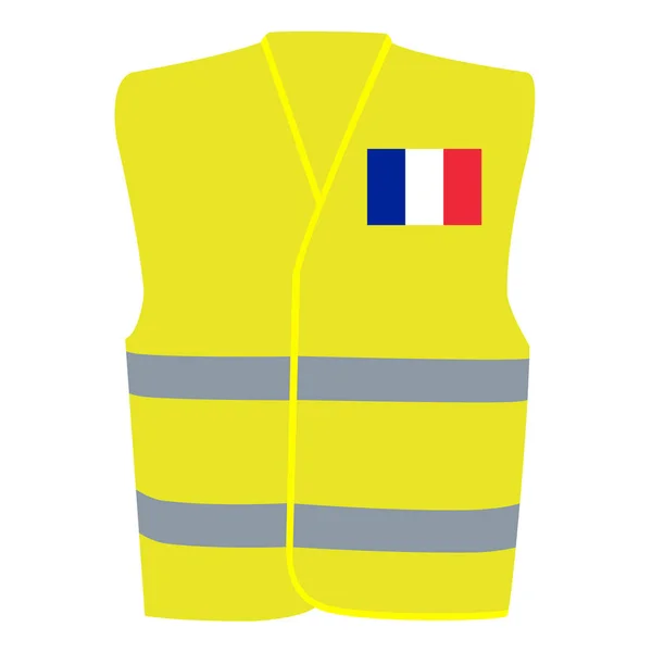 Chaleco Amarillo Seguridad Con Bandera Francia Aislado Ilustración Blanca —  Fotos de Stock