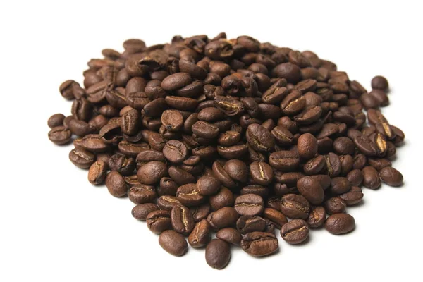 Kahverengi Kahve Çekirdekleri Beyaz Arka Planda Izole Edilmiş — Stok fotoğraf
