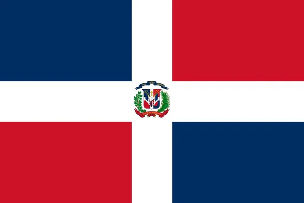 Bandera Plana Grande Oficial República Dominicana Horizontal —  Fotos de Stock