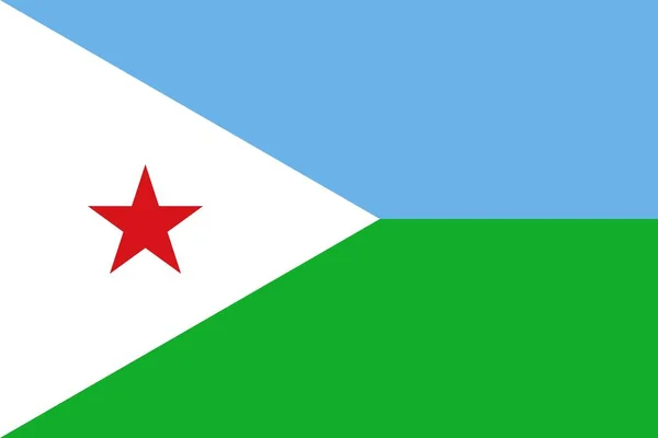 Bandeira Plana Grande Oficial Djibouti Horizontal — Fotografia de Stock