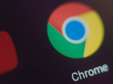 Cep telefonu ekran makro Closeup Google Chrome simgesini