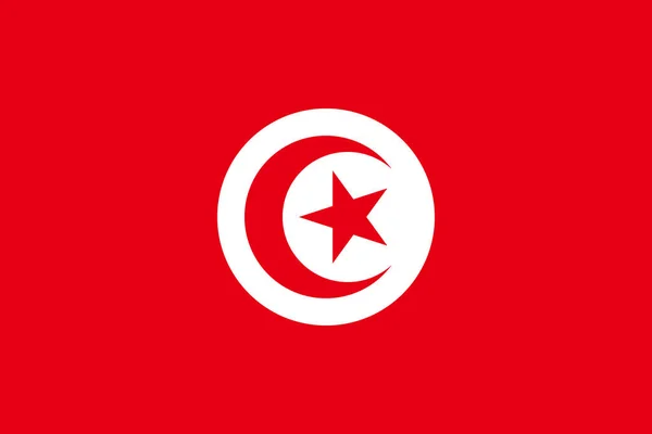 Drapelul Oficial Plat Tunisiei Orizontal — Fotografie, imagine de stoc