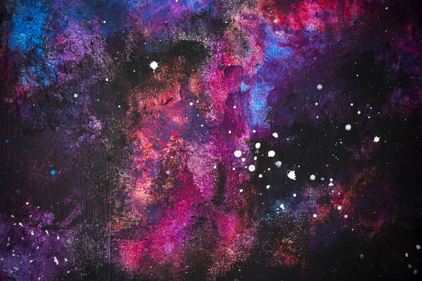 Abstract background from colorful painted on wall look like a galaxy or night sky with star. Picture for add text message. Backdrop for design art work.