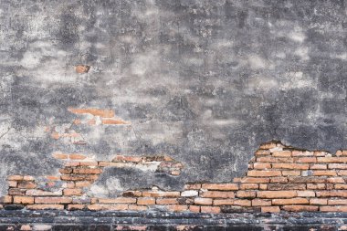 Eski tuğla desen ve arka plan için kırık beton duvar.