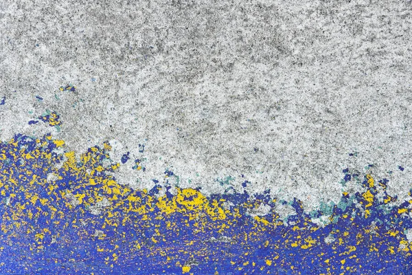 Αφηρημένα Φόντο Από Παλιό Γκρίζο Τσιμεντένιο Τοίχο Κίτρινο Και Μπλε — Φωτογραφία Αρχείου