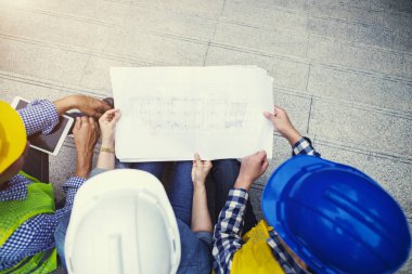 Mühendislik arka plan konsepti. Mühendislik ekibi tartışma abou