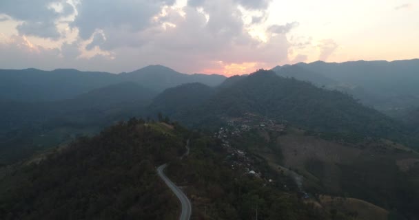 Vista Aérea País Carretera Bosque — Vídeos de Stock