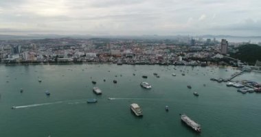 Havadan görünümü uçan Pattaya beach Tayland
