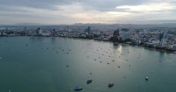 Luchtfoto Flying Pattaya Beach Thailand — Stockvideo