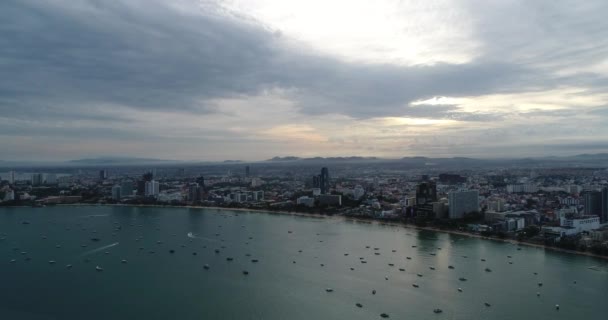 Vista Aérea Flying Pattaya Praia Tailândia — Vídeo de Stock