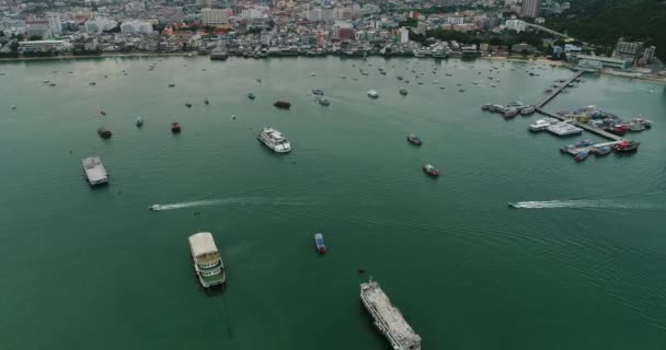 Widok Lotu Ptaka Flying Pattaya Beach Tajlandia — Wideo stockowe