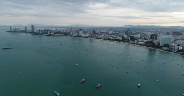 空中景观飞行芭堤雅海滩泰国 — 图库视频影像