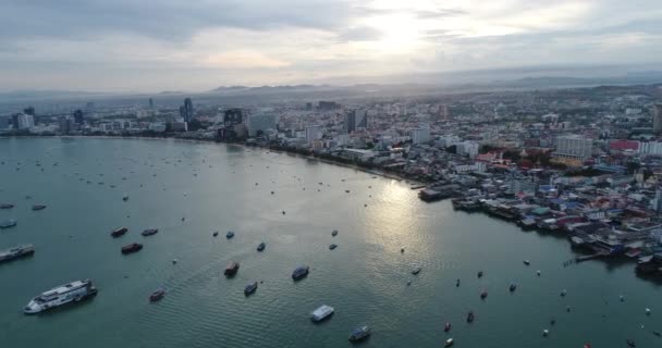 空中景观飞行芭堤雅海滩泰国 — 图库视频影像