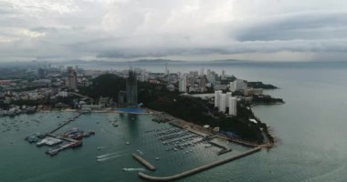 Havadan görünümü uçan Pattaya beach Tayland