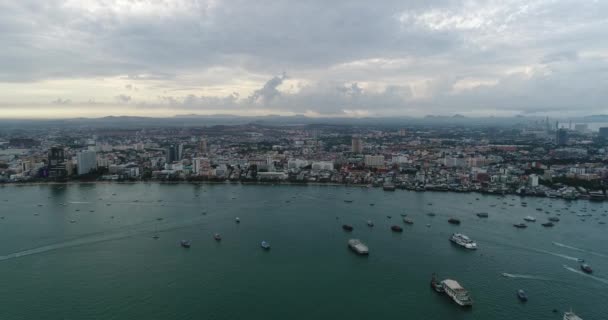 Vista Aérea Flying Pattaya Playa Tailandia — Vídeo de stock