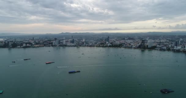 Vista Aérea Flying Pattaya Praia Tailândia — Vídeo de Stock