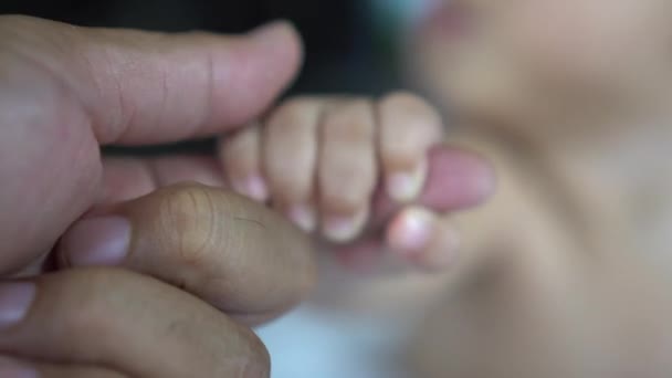 Feliz Primer Plano Recién Nacido Con Madre Joven — Vídeo de stock