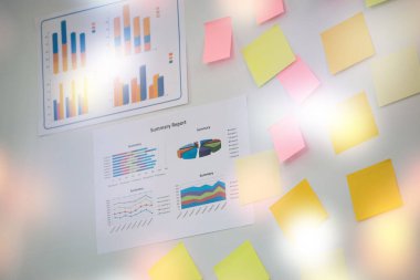 Presentation business graph chart on whiteboard. planning concept.