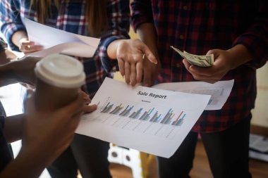 Business meeting coworkers discussing the project planning in office.