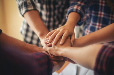 Business teamwork join hands together. Business teamwork success concept