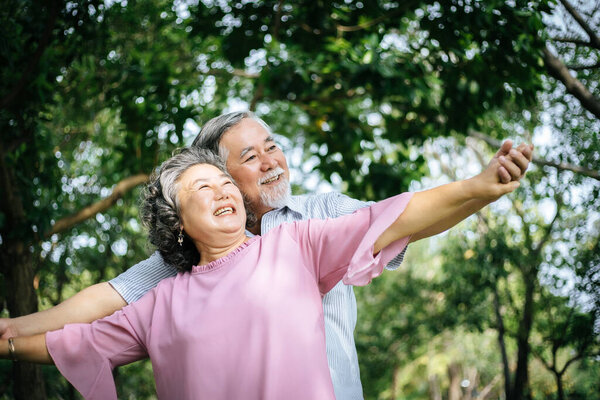 Happy senior couple in the park