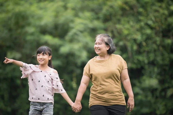 Abuela Jugando Con Nieta Aire Libre Parque —  Fotos de Stock