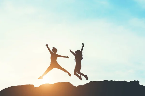 Silhouette People Happy Time — Stock Photo, Image